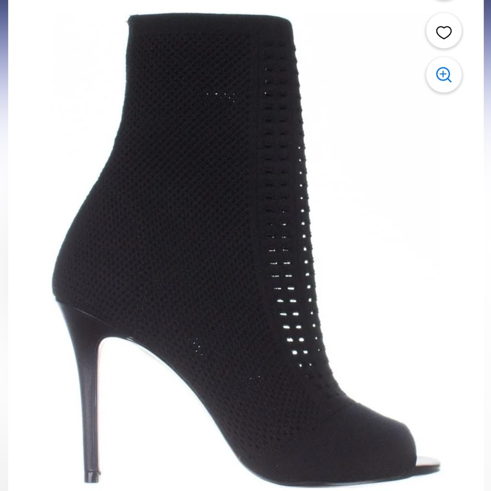 Charles By Charles David Rebellious Black stretch knit PeepToe Booties heels 8.5